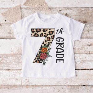 Hello 7th Grade Leopard Back To School Teacher Student Kids T Shirt 4