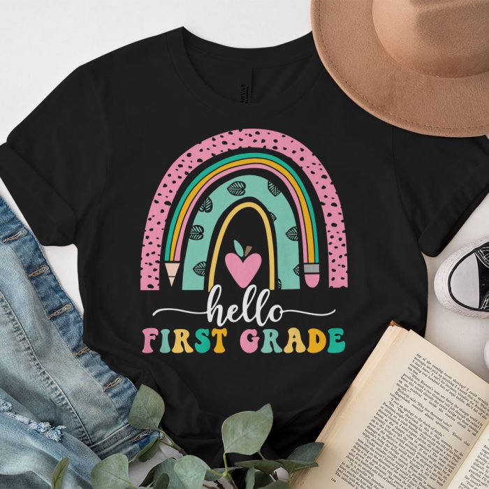 Hello First Grade Rainbow Back To School Teacher Student T Shirt 3