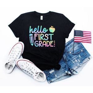 Hello First Grade Tie Dye Teachers Kids Back to School T-Shirt c