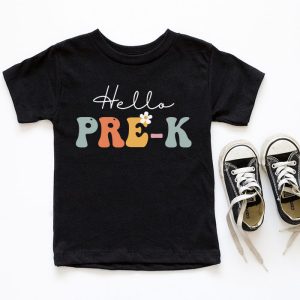Hello Pre-K Back To School Special Groovy Teacher Student T-Shirt 1 4 Hello Kindergarten Back To School Groovy Teacher Student T Shirt 1 2 4