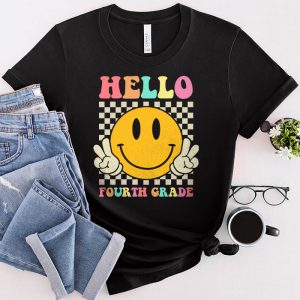 Hello 4th Grade Back To School Special Groovy Teacher Student T-Shirt 4