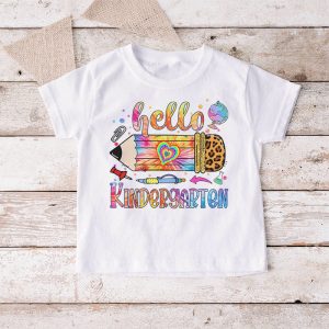 Hello Kindergarten Leopard Pencil Tie Dye Funny Back To School T Shirt 6 1