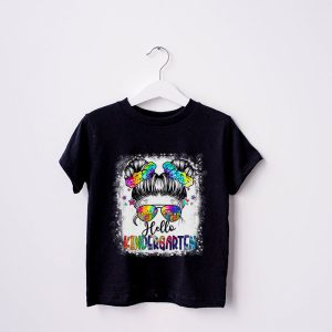 Hello Kindergarten Messy Hair Bun Girl Back To School First Day T Shirt b 4