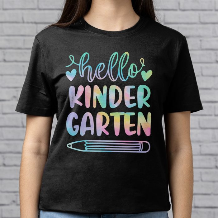 Hello Kindergarten Tie Dye Teachers Kids Back to School T Shirt 9