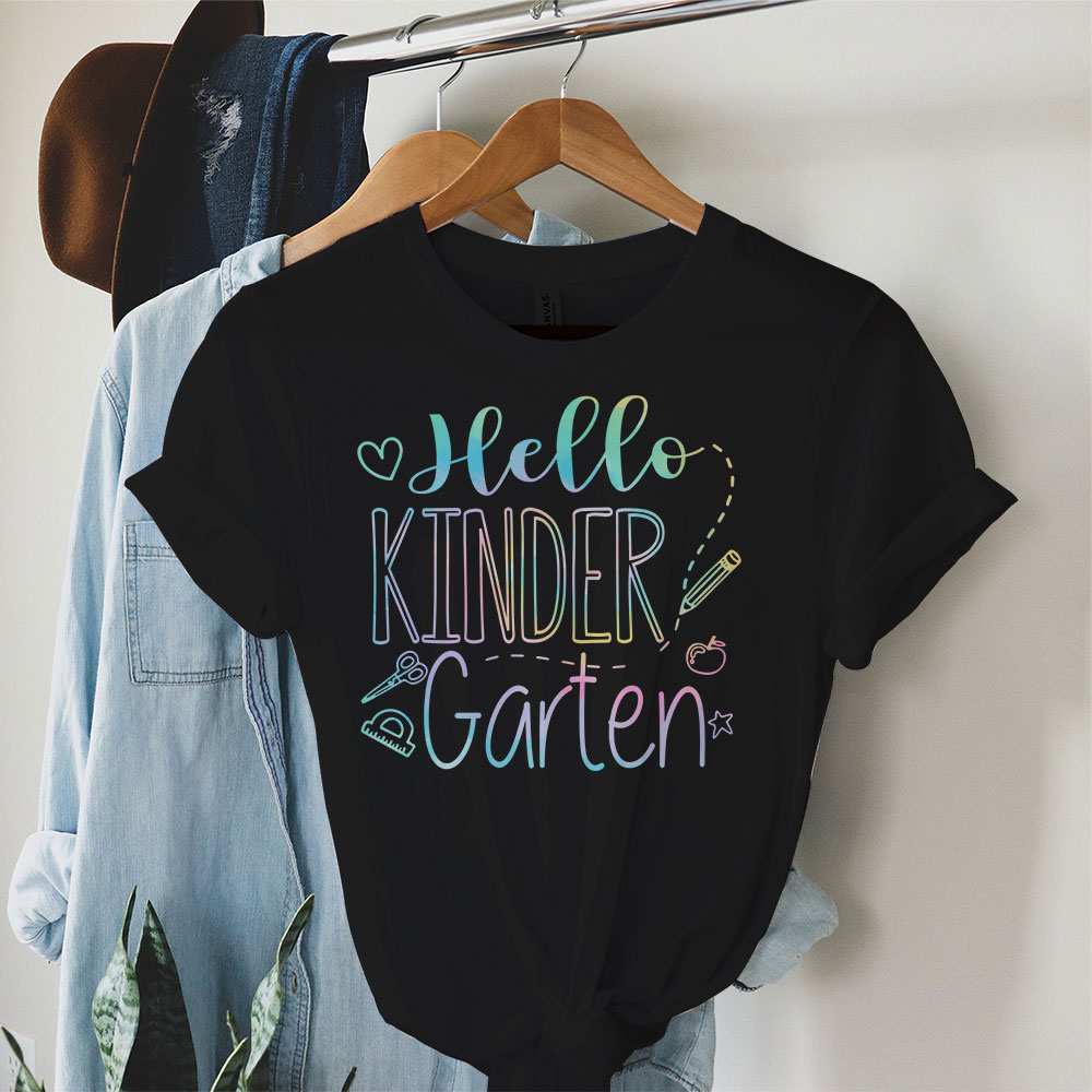 Hello-Kindergarten-Tie-Dye-Teachers-Kids-Back-to-School-T-Shirt-b-4 Hello Kindergarten Tie Dye Teachers Kids Back to School T Shirt b 4