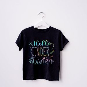 First Day Of School Hello Kindergarten Teachers Kids T-Shirt 3 7 Hello Kindergarten Tie Dye Teachers Kids Back to School T Shirt b 7