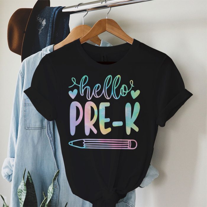 Hello PRE K Tie Dye Teachers Kids Back to School T Shirt 4