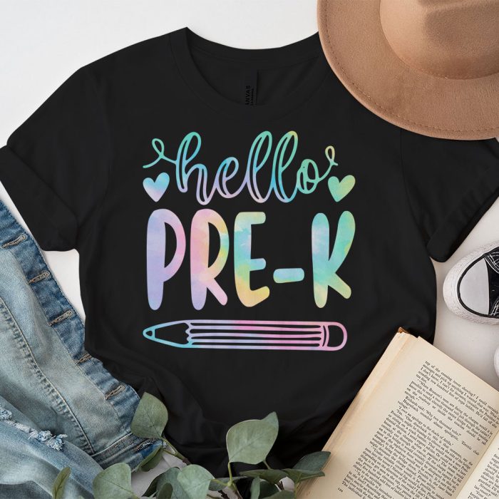 Hello PRE K Tie Dye Teachers Kids Back to School T Shirt 6