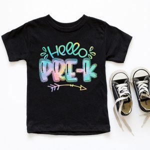 Hello Pre K Tie Dye Teachers Kids Back to School T Shirt a 10