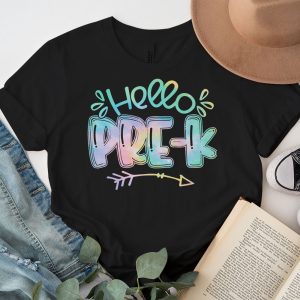 Hello Pre K Tie Dye Teachers Kids Back to School T Shirt a 6