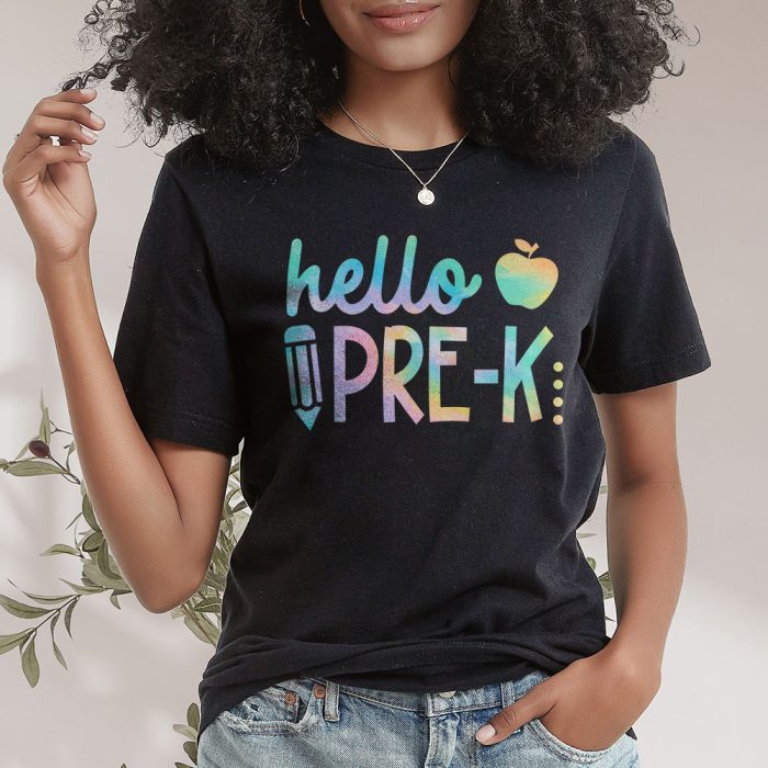 Hello Pre K Tie Dye Teachers Kids Back to School T Shirt c 2