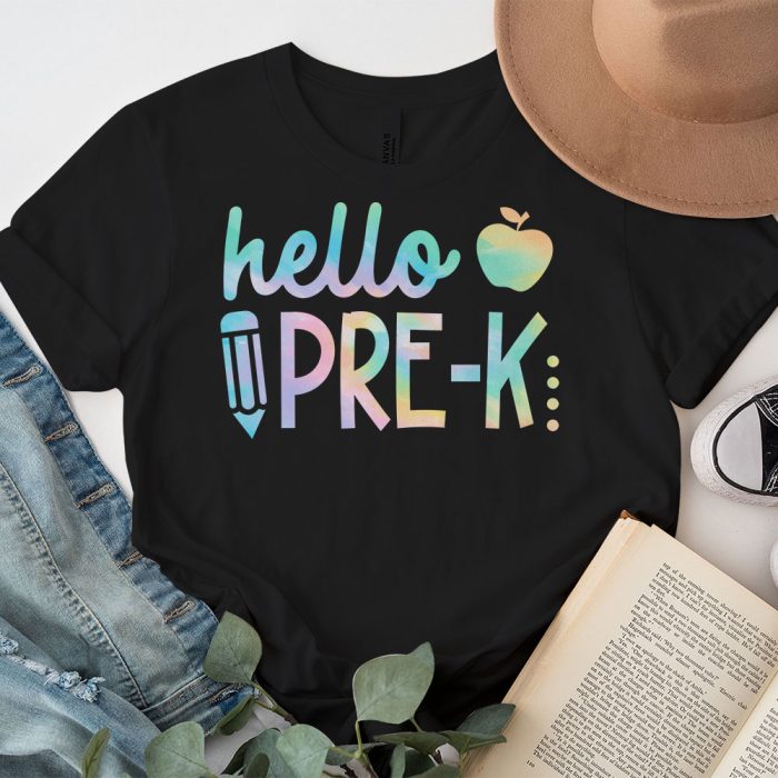 Hello Pre K Tie Dye Teachers Kids Back to School T Shirt c 6