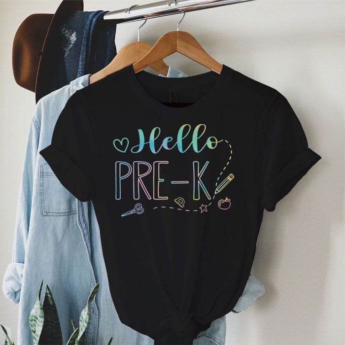 Hello Pre k Tie Dye Teachers Kids Back to School T Shirt b 3