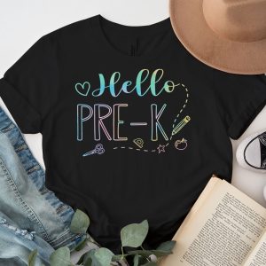 Hello Pre k Tie Dye Teachers Kids Back to School T Shirt b 5