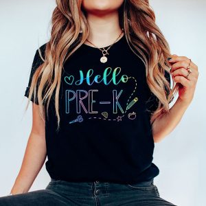 Hello Pre k Tie Dye Teachers Kids Back to School T Shirt b 7