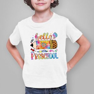 Hello Preschool Leopard Pencil Tie Dye Funny Back To School T Shirt 3 1