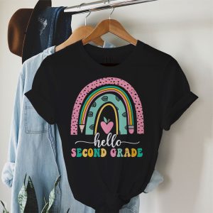 First Day Of School Hello Second Grade Rainbow Back To School T-Shirt 1