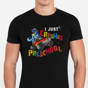 Back To School I Just Crushed Preschool Dinosaur TRex Monster Truck T-Shirt 3 4 I Just Crushed Kindergarten Dinosaur TRex Monster Truck T Shirt g 4