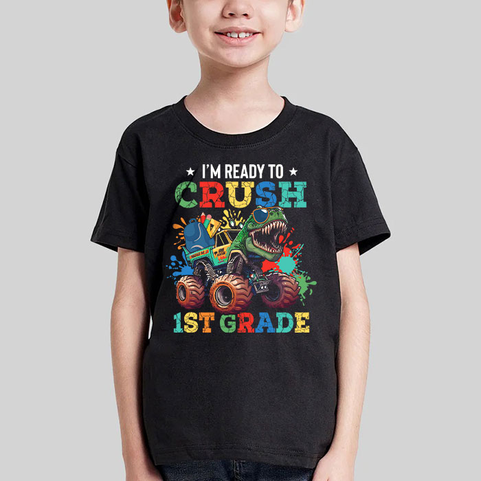 Im-Ready-Crush-First-Grade-Dinosaur-Truck-Back-to-School-Kid-Boys-T-Shirt-1-2 Im Ready Crush First Grade Dinosaur Truck Back to School Kid Boys T Shirt 1 2