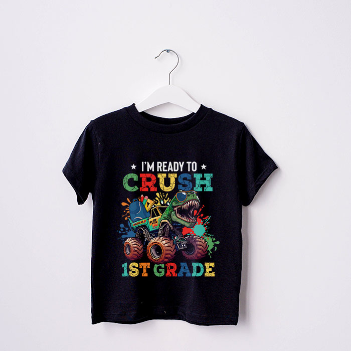 Im-Ready-Crush-First-Grade-Dinosaur-Truck-Back-to-School-Kid-Boys-T-Shirt-1-4 Im Ready Crush First Grade Dinosaur Truck Back to School Kid Boys T Shirt 1 4