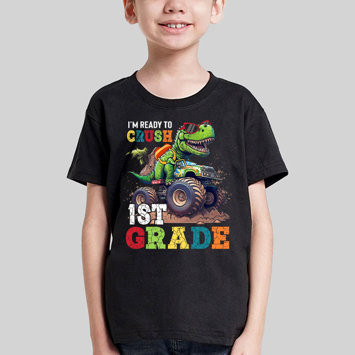 Im-Ready-Crush-First-Grade-Dinosaur-Truck-Back-to-School-Kid-Boys-T-Shirt-2-2 Im Ready Crush First Grade Dinosaur Truck Back to School Kid Boys T Shirt 2 2