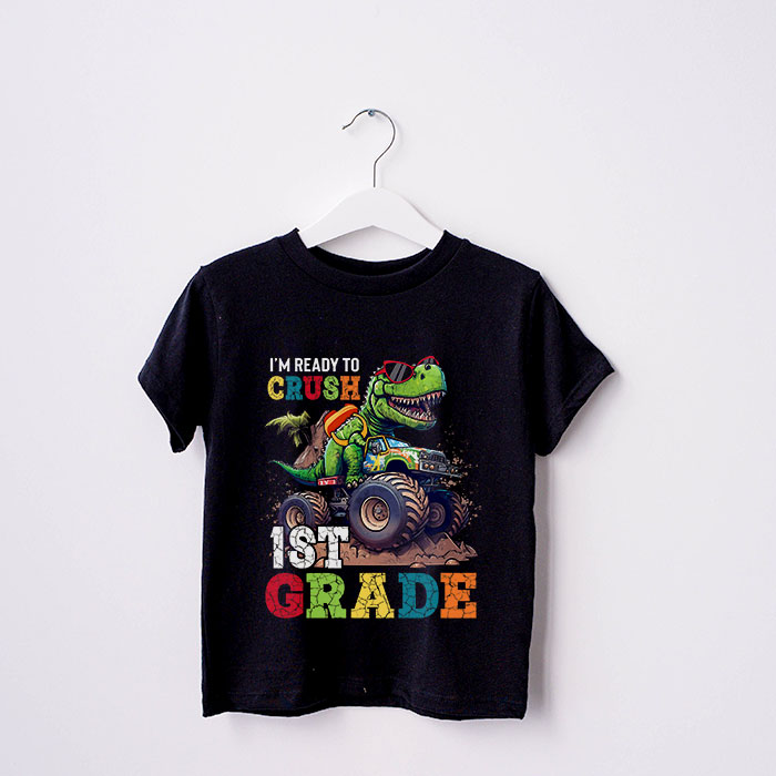 Im-Ready-Crush-First-Grade-Dinosaur-Truck-Back-to-School-Kid-Boys-T-Shirt-2-4 Im Ready Crush First Grade Dinosaur Truck Back to School Kid Boys T Shirt 2 4
