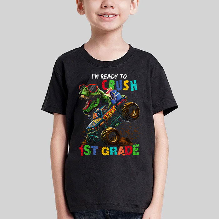 Im-Ready-Crush-First-Grade-Dinosaur-Truck-Back-to-School-Kid-Boys-T-Shirt-4-2 Im Ready Crush First Grade Dinosaur Truck Back to School Kid Boys T Shirt 4 2