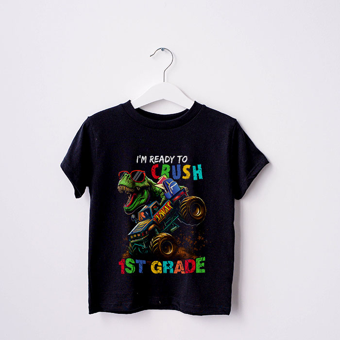 Im-Ready-Crush-First-Grade-Dinosaur-Truck-Back-to-School-Kid-Boys-T-Shirt-4-4 Im Ready Crush First Grade Dinosaur Truck Back to School Kid Boys T Shirt 4 4