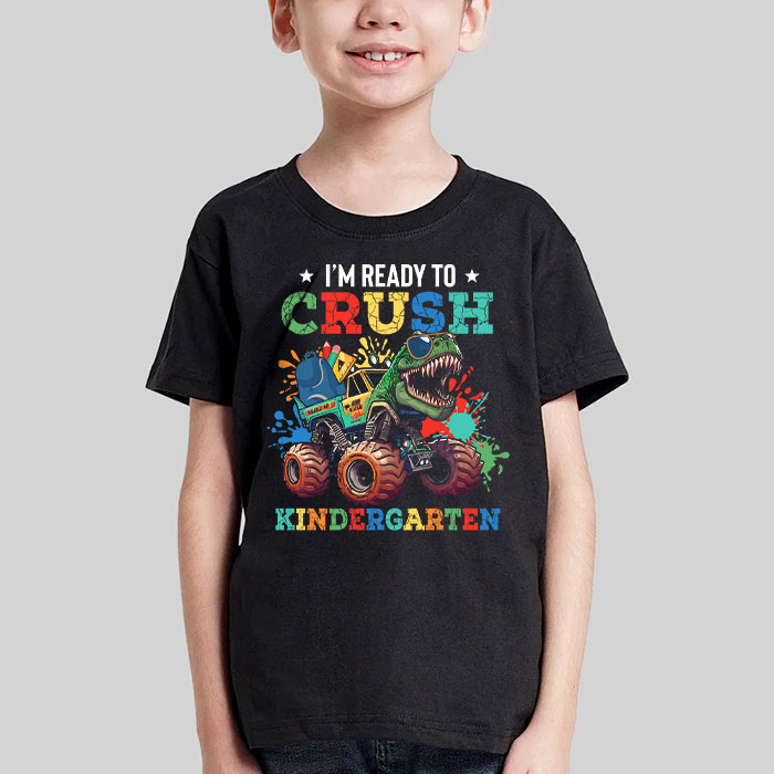 Im-Ready-Crush-Kindergarten-Dinosaur-Truck-Back-to-School-Kid-Boys-T-Shirt-1-2 Im Ready Crush Kindergarten Dinosaur Truck Back to School Kid Boys T Shirt 1 2