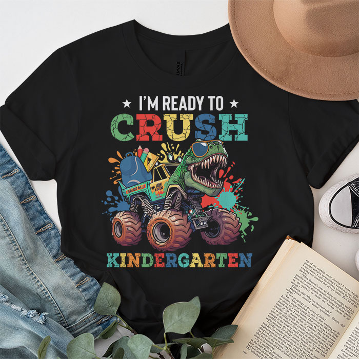 Im-Ready-Crush-Kindergarten-Dinosaur-Truck-Back-to-School-Kid-Boys-T-Shirt-1-3 Im Ready Crush Kindergarten Dinosaur Truck Back to School Kid Boys T Shirt 1 3