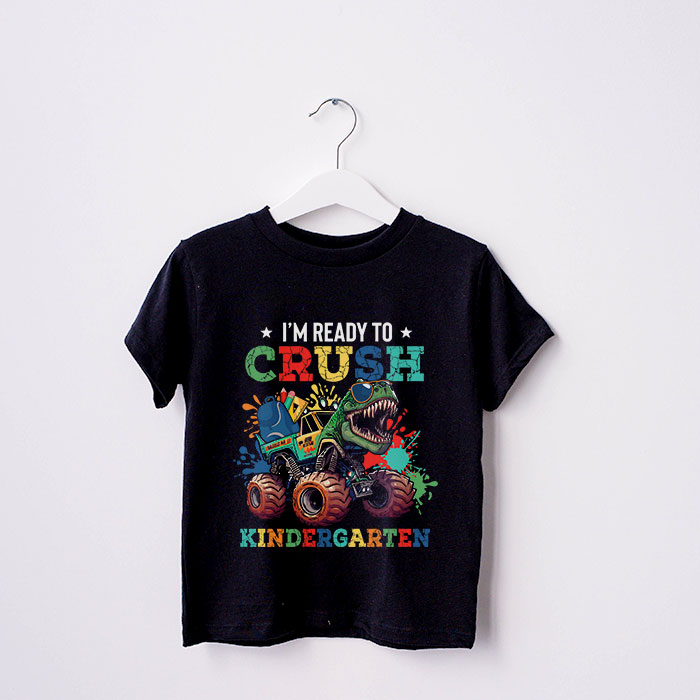 Im-Ready-Crush-Kindergarten-Dinosaur-Truck-Back-to-School-Kid-Boys-T-Shirt-1-4 Im Ready Crush Kindergarten Dinosaur Truck Back to School Kid Boys T Shirt 1 4
