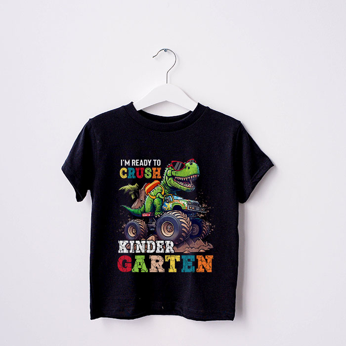 Im-Ready-Crush-Kindergarten-Dinosaur-Truck-Back-to-School-Kid-Boys-T-Shirt-2-4 Im Ready Crush Kindergarten Dinosaur Truck Back to School Kid Boys T Shirt 2 4