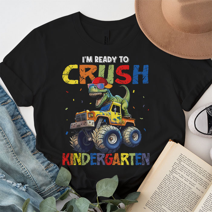 Im-Ready-Crush-Kindergarten-Dinosaur-Truck-Back-to-School-Kid-Boys-T-Shirt-3-3 Im Ready Crush Kindergarten Dinosaur Truck Back to School Kid Boys T Shirt 3 3