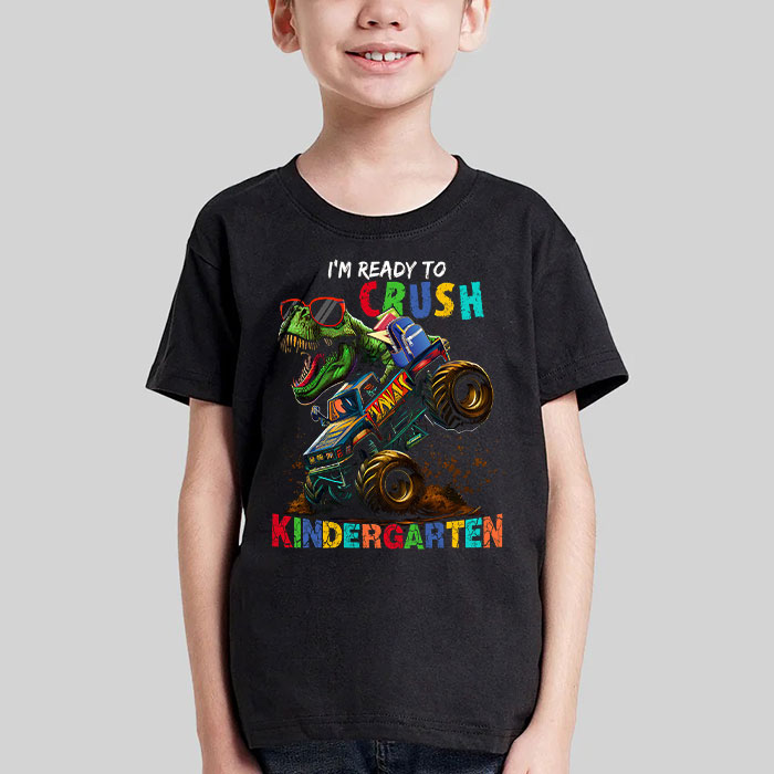 Im-Ready-Crush-Kindergarten-Dinosaur-Truck-Back-to-School-Kid-Boys-T-Shirt-4-2 Im Ready Crush Kindergarten Dinosaur Truck Back to School Kid Boys T Shirt 4 2