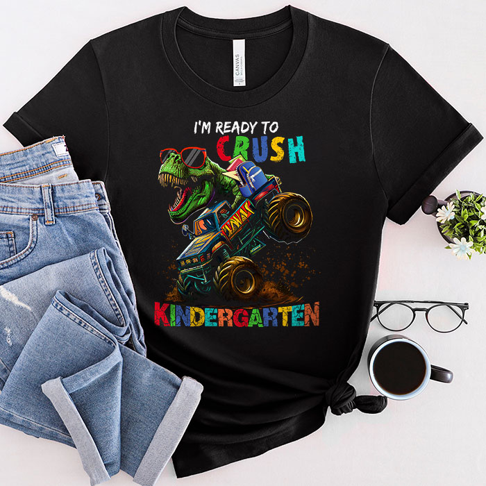 I'm Ready Crush Kindergarten Dinosaur Truck Back to School Kid Boys T-Shirt 4