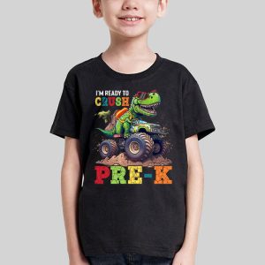 Back To School I'm Ready Crush Pre-K Dinosaur Truck T-Shirt 2 2 Im Ready Crush Pre K Dinosaur Truck Back to School Kid Boys T Shirt 2 2