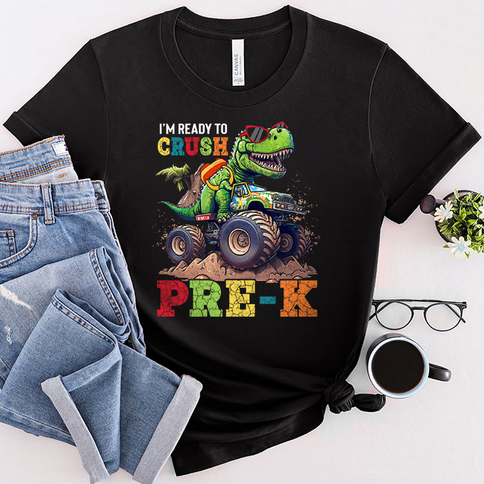 Im-Ready-Crush-Pre-K-Dinosaur-Truck-Back-to-School-Kid-Boys-T-Shirt-2 I'm Ready Crush Pre-K Dinosaur Truck Back to School Kid Boys T-Shirt 2