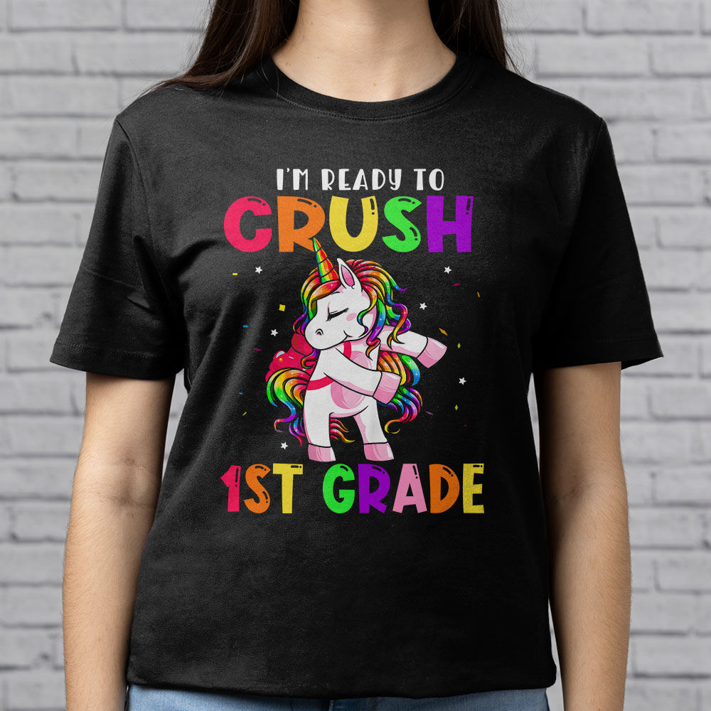 Im-Ready-To-Crush-1ST-Grade-Dabbing-Unicorn-Back-to-School-T-Shirt-A-3 Im Ready To Crush 1ST Grade Dabbing Unicorn Back to School T Shirt A 3