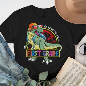 Back To School Gifts Crush 1st Grade Dinosaur T Rex T-Shirt 2 2 Im Ready To Crush 1st Grade Dinosaur T Rex Back To School T Shirt b 2