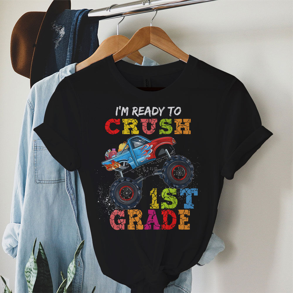 Homepage 13 I'm Ready To Crush 1st Grade Monster Truck Back To School Boys T-Shirt a