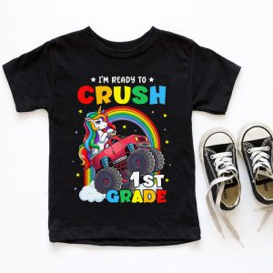 Back To School I'm Ready Crush First Grade Unicorn Truck T-Shirt 1 5 Im Ready To Crush 1st Grade Monster Truck Unicorn Girl Kids T Shirt 1 5