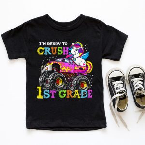 Back To School I'm Ready Crush First Grade Unicorn Truck T-Shirt 3 5 Im Ready To Crush 1st Grade Monster Truck Unicorn Girl Kids T Shirt 3 5