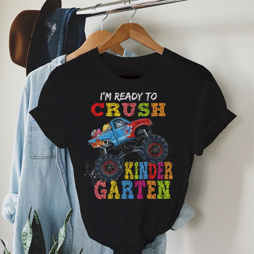 I'm Ready To Crush Kindergarten Monster Truck Back To School Boys T-Shirt a