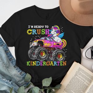 Back To School I'm Ready Crush Kindergarten Unicorn Truck T-Shirt 3 3 Im Ready To Crush Kindergarten Monster Truck Unicorn Girl Kids T Shirt 3 3