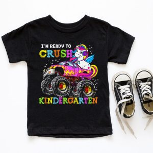 Back To School I'm Ready Crush Kindergarten Unicorn Truck T-Shirt 3 5 Im Ready To Crush Kindergarten Monster Truck Unicorn Girl Kids T Shirt 3 5