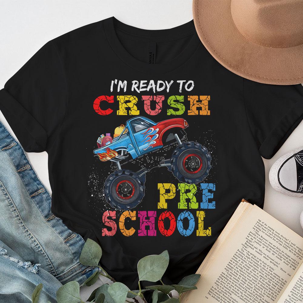 Im-Ready-To-Crush-Pre-K-Monster-Truck-Back-To-School-Boys-T-Shirt-a-2 Im Ready To Crush Pre K Monster Truck Back To School Boys T Shirt a 2