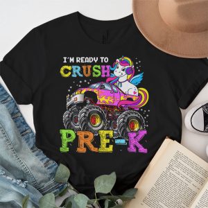 Back To School I'm Ready Crush Pre-K Unicorn Truck T-Shirt 3 3 Im Ready To Crush Pre K Monster Truck Unicorn Girl Kids T Shirt 3 3