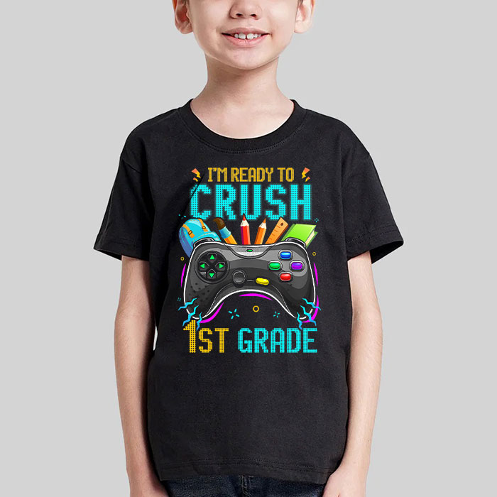 Im-Ready-to-Crush-1st-Grade-Back-to-School-Video-Game-Boys-T-Shirt-2-1 Im Ready to Crush 1st Grade Back to School Video Game Boys T Shirt 2 1