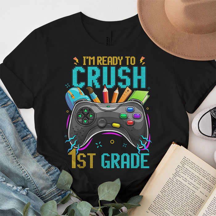 Im-Ready-to-Crush-1st-Grade-Back-to-School-Video-Game-Boys-T-Shirt-2-2 Im Ready to Crush 1st Grade Back to School Video Game Boys T Shirt 2 2