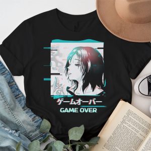 Japanese Vaporwave Sad Anime Girl Game Over Indie Aesthetic T Shirt 3 1